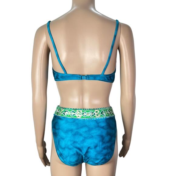 Gottex Vintage Underwire High Leg Teal Blue Two Piece Bikini Set - Picture 4 of 15